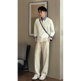 Белые шелковые штаны для отдыха, изысканный стиль, по фигуре, свободный прямой крой