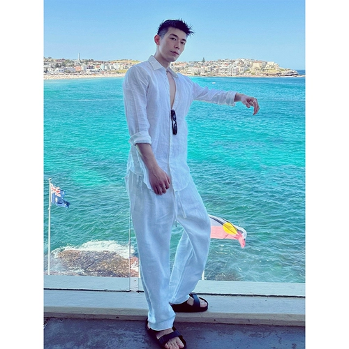 Освежающая летняя тонкая рубашка, быстросохнущие штаны, комплект