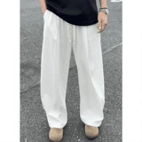 Летние тонкие белые штаны для отдыха, из хлопка и льна, свободный прямой крой