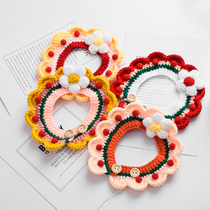 Cat collar hand-knitted pet cute scarf dog bib woolen dribbling scarf small dog bib