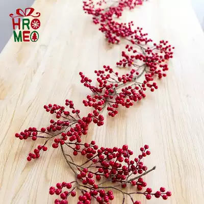 Hromeo luxury encrypted red fruit rattan Christmas simulation red fruit decoration red fruit cuttings red fruit vines red fruit vines