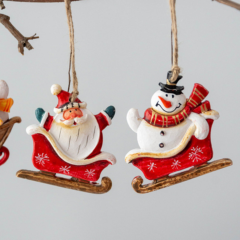 Hromeo Christmas resin old man snowman pendant Christmas tree decoration small pendant Christmas gift decoration