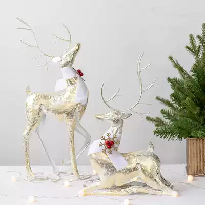 Hromeo Christmas Wrought Iron Deer ornament decoration Shopping mall Hotel window scene Decoration Deer Ornament Christmas Ornament