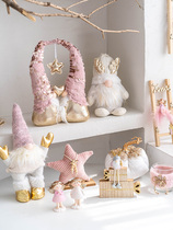 Hromeo Christmas decoration pink girly heart atmosphere ornaments angel old man decoration arrangement photo props