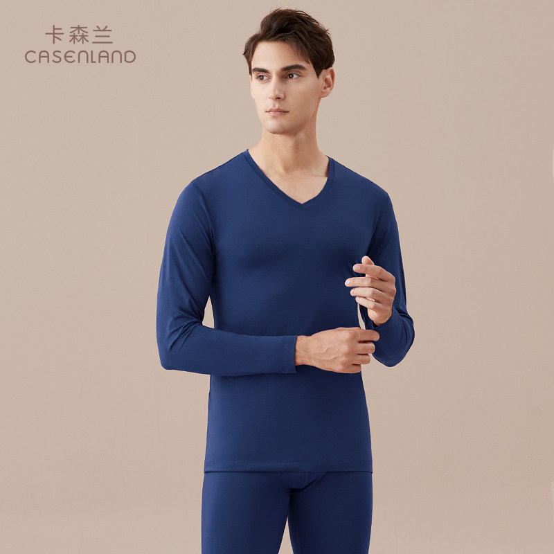 Kassenland Warm One-piece Underwear Men 80 MoDeir V collar slim fit for the bottom autumn clothes sanitary pants winter