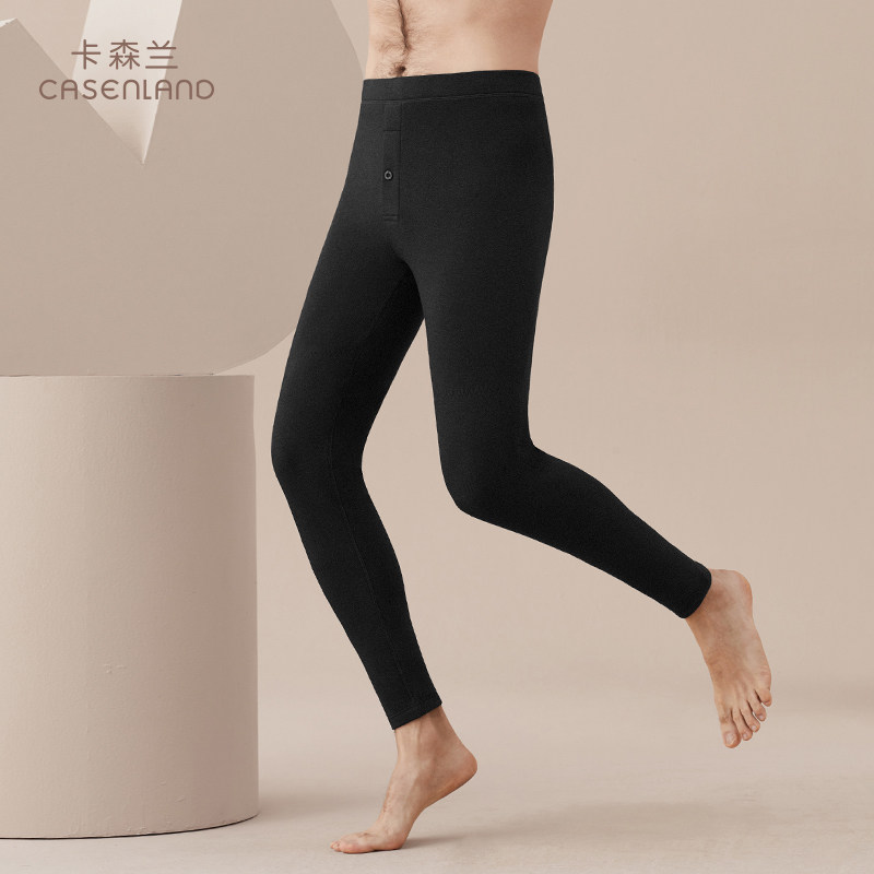 Carson Rand velvet heat storage brushed plus velvet men's warm pants large size elastic tight high waist winter cotton pants