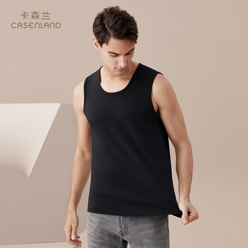 Kasenlan wool warm vest men's plus velvet thick top sleeveless vest slim bottoming inner vest winter
