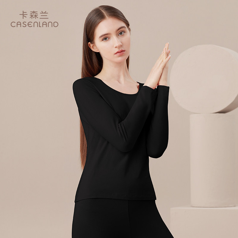 Lady Carson Lander round collar calorific clothes Modale cotton spring autumn season beating bottom autumn clothes sanitary pants thin and large size suit