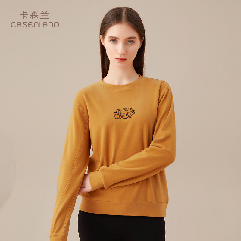 Carson Lanqiu winter plus suede thickened sleeve head casual blouse round collar warm blouse women's single piece bottom fashion can be worn out