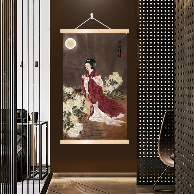レトロな中国の応接間の装飾画古画山水画人物画壁画四大美女画4枚Q レトロな中国の応接間の装飾画古画山水画人物画壁画四大美女画4枚Q