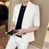 Летний тонкий трендовый комплект, пиджак классического кроя для отдыха, в корейском стиле, короткий рукав