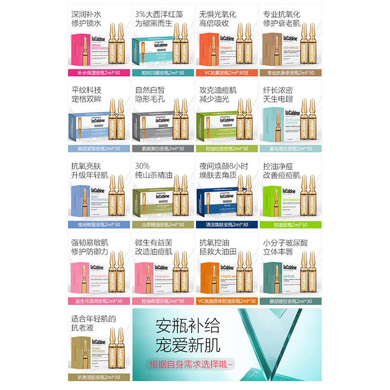 西班牙 lacabine 防脱育发/睫毛增长/丰唇/抗氧安瓶精华液 图1
