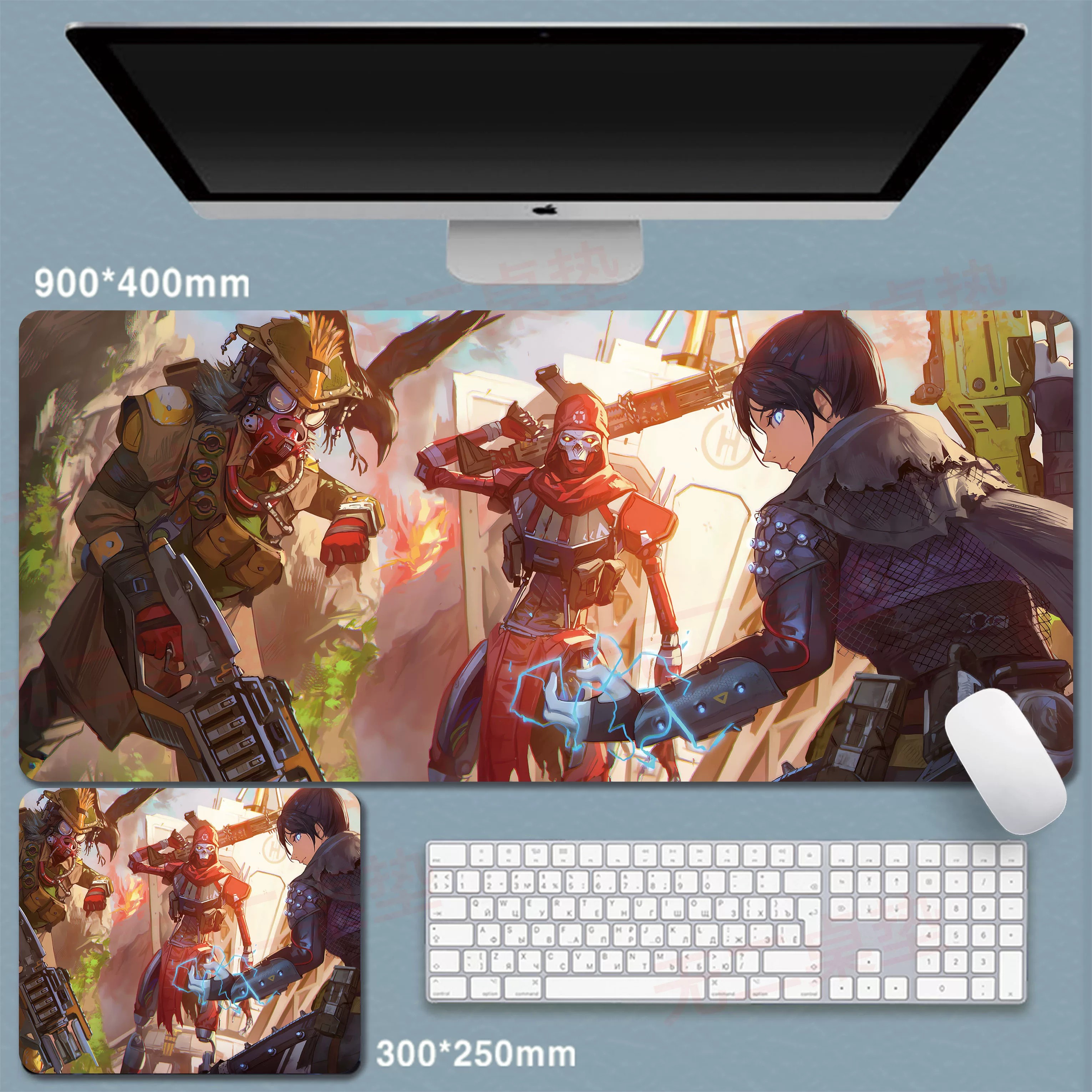 Сверхбольшая игровая мышиная подложка APEX с подписью, анимация персонажа, киберспорт, интернет-кафе, офис, компьютерный стол, подложка для мыши на заказ