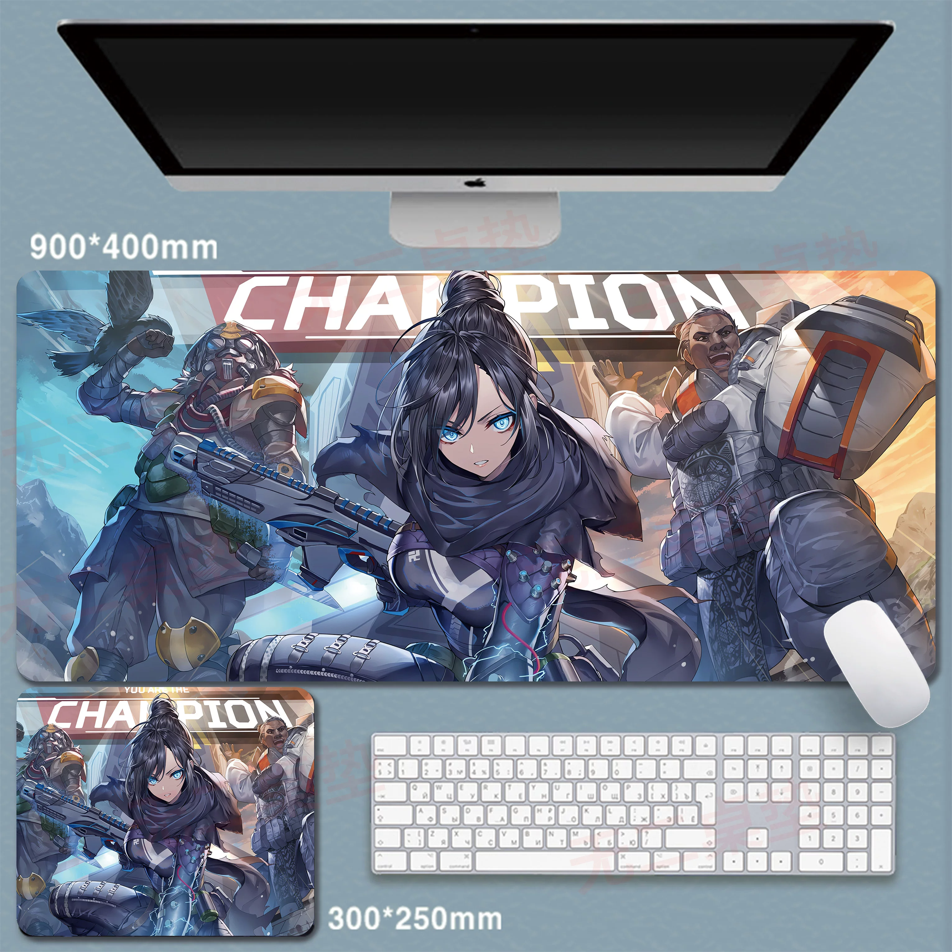 Сверхбольшая игровая мышиная подложка APEX с подписью, анимация персонажа, киберспорт, интернет-кафе, офис, компьютерный стол, подложка для мыши на заказ