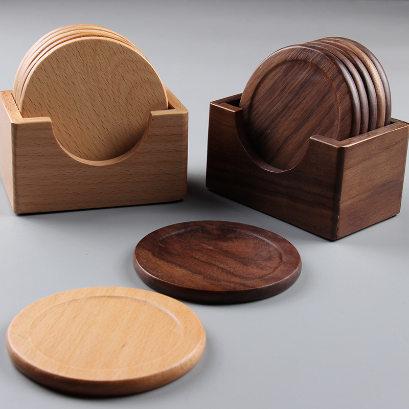 Park Yuan good solid wood coaster kung fu tea set accessories saucer coaster beech black walnut