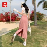 Розовая осенняя приталенная джинсовая юбка, А-силуэт, высокая талия