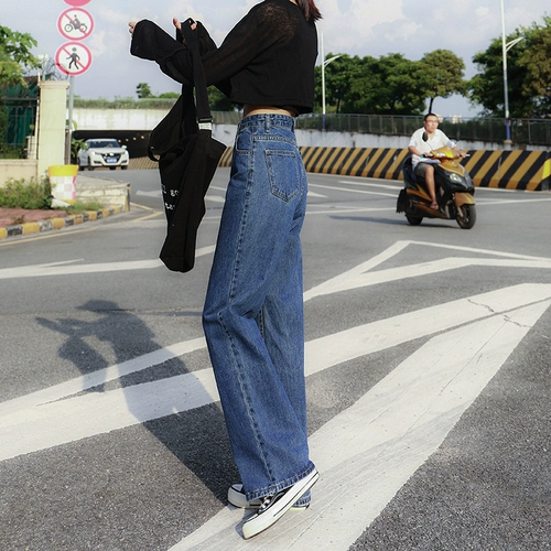 Летние джинсы, штаны, высокая талия, подходит для подростков, по фигуре, свободный прямой крой