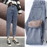 Штаны, весенние джинсы, высокая талия, в американском стиле, свободный прямой крой