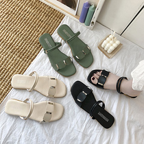 2021 New Korean version of Joker students soft sister sandals female summer fairy wind chic one shoe two wear flat sandals