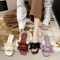 Sanders and slippers women Summer outside wear 2021 New French gentle Lotus Fairy wind wine red wild wild flat slippers