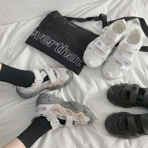 2021 summer new net red Velcro sports sandals Korean version of Joker Hollow Breathable Daddy Shoes Women ins Tide