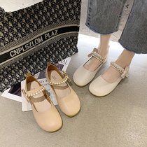 Mary Jane single shoes women 2021 spring new big head doll shoes female fairy wind soft bottom comfortable Bean shoes women