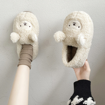 Lamb wool fur slippers women wear ins tide autumn and winter 2021 New Net red cute warm bag with slippers