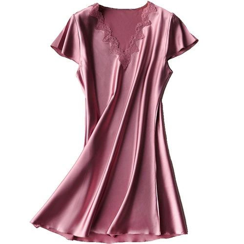 Сексуальная шелковая пижама, платье, тонкая кружевная милая юбка для принцессы, короткий рукав, большой размер