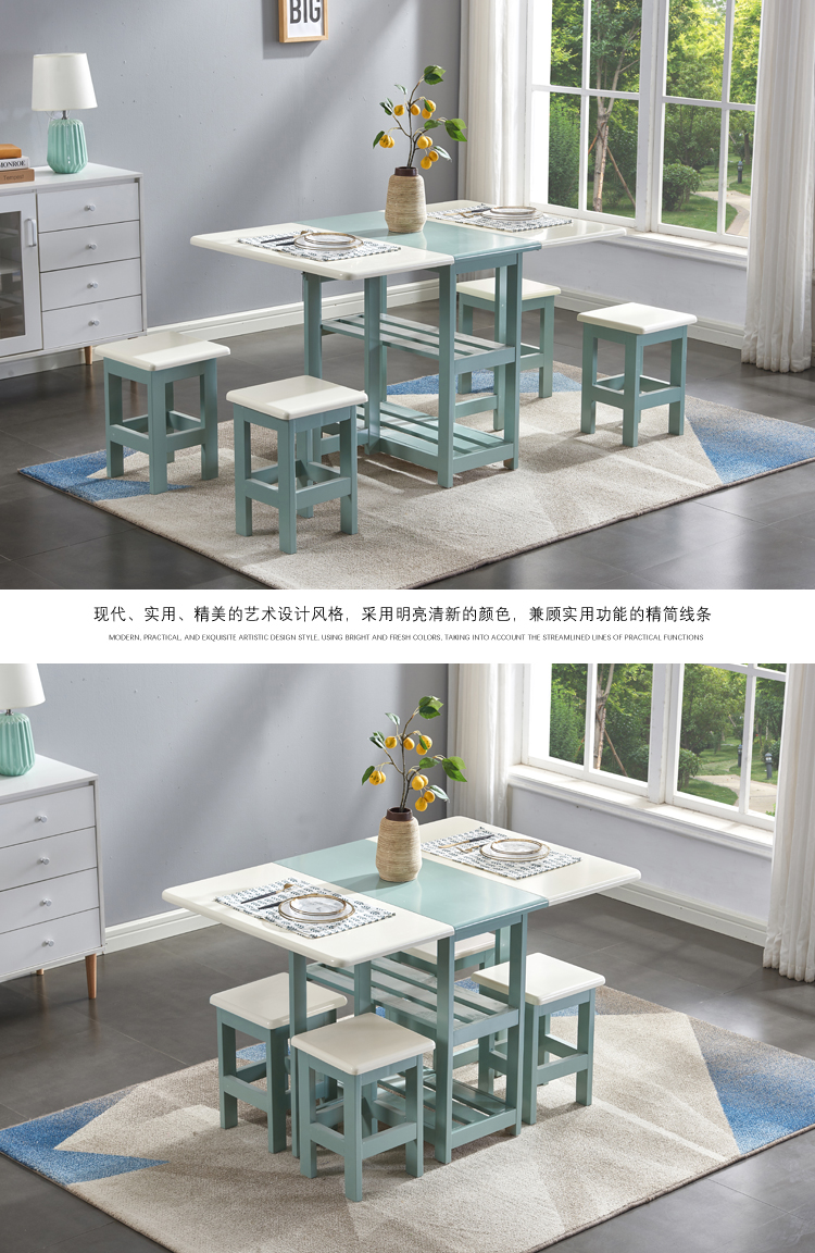 Bàn ăn gỗ gấp Bắc Âu kết hợp bàn ghế căn hộ nhỏ đa chức năng hiện đại bàn tối giản có thể thu vào bàn nhà - Bàn bàn máy tính nhỏ gọn