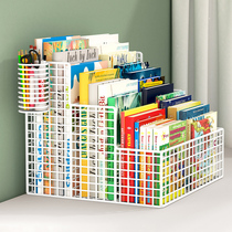 Desktop storage rack textbook book storage rack childrens picture book small bookshelf multi-grid large-capacity book organization artifact