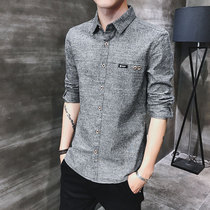 2021 new spring and autumn mens long-sleeved shirt Korean version of the trend casual cotton shirt handsome top coat