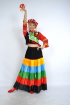  Ethnic minority Yi womens clothing big wool seven-character Yi dance performance clothing Yi stage performance clothing