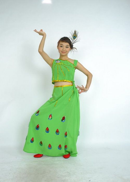 Minority Dai costumes Dai peacock dance performance costumes Hulusi playing adult skirt green