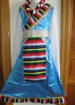 Girls Tibetan stage performance costumes ethnic minority children Tibetan costumes ethnic dance costume Blue