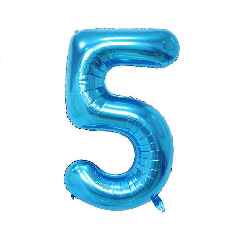 Light Blue & Blue 5children One year old adult birthday arrangement Decorative articles 32 inch Aluminum film number balloon Cartoon originality party decorate