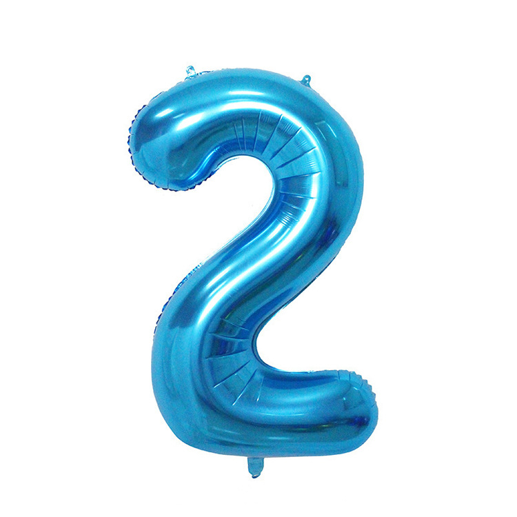 Sky Blue & Blue 2children One year old adult birthday arrangement Decorative articles 32 inch Aluminum film number balloon Cartoon originality party decorate