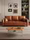 Retro-Style Cat-Scratch Resistant Oil Wax Leather Sofa for Living Room, Straight-Line Design for Small Apartments, Modern Minimalist Sofa, 2026 New Model, Mid-Century Style