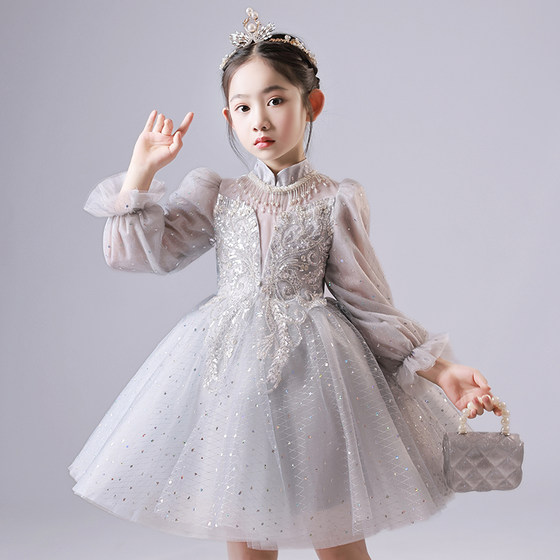 Girls dress light luxury niche high-end piano performance dress princess dress little girl host tutu skirt spring