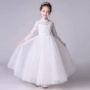 Cô gái váy công chúa váy hoa cô gái váy trắng trẻ em fluffy sợi mô hình catwalk piano trang phục mùa đông váy phù dâu bé gái