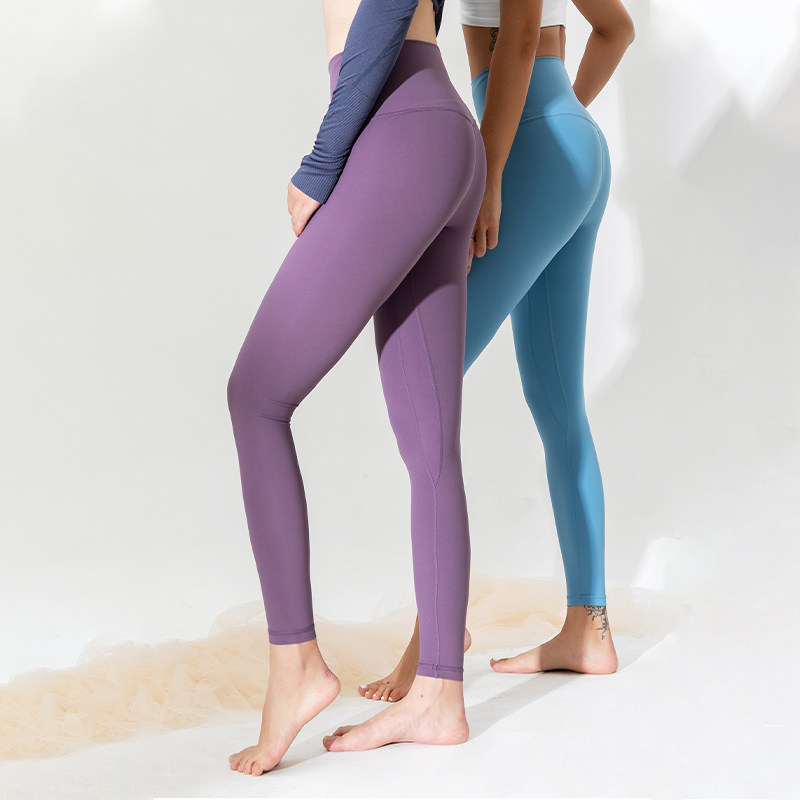 LRECNAVA fitness pants women's stretch tight peach hip-lifting naked yoga nine-point pants quick-drying sports trousers autumn