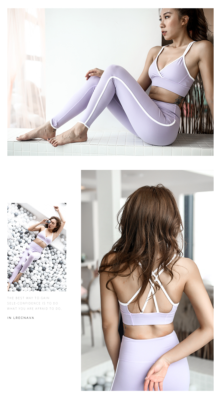 L RECNAVA đồ lót thể thao mùa hè nữ yoga V-cổ làm đẹp trở lại hỗ trợ cao chống sốc áo tập thể dục áo ngực thể thao ao tap gym