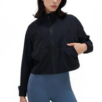 Casual long-sleeved sports fitness clothing yoga clothing tops sun protection loose jackets running tops quick-drying zippers