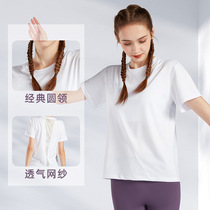 Relax short sleeve breathable training suit fitness live stream summer running outside wearing female yoga mesh