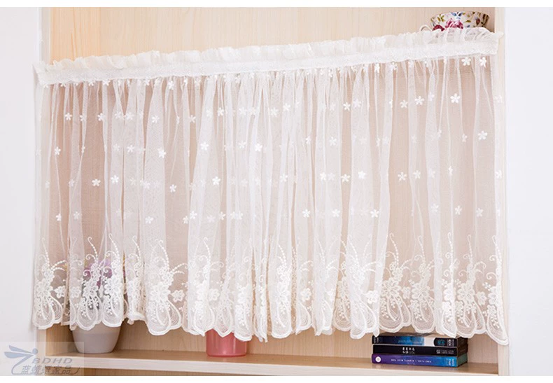 Vải gạc ren trắng thêu rèm phòng ngủ nhỏ cửa sổ rèm trang trí nội thất bao gồm rèm dán miễn phí - Phụ kiện rèm cửa