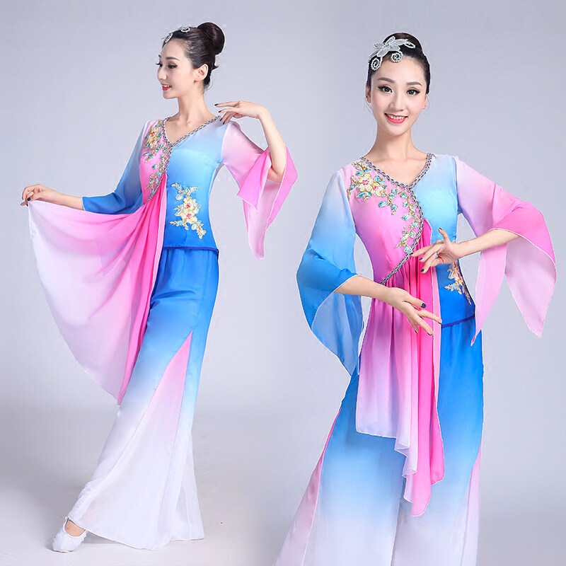 New water sleeve classical dance costume national costume Yangko costume performance costume stage costume performance costume female umbrella dance