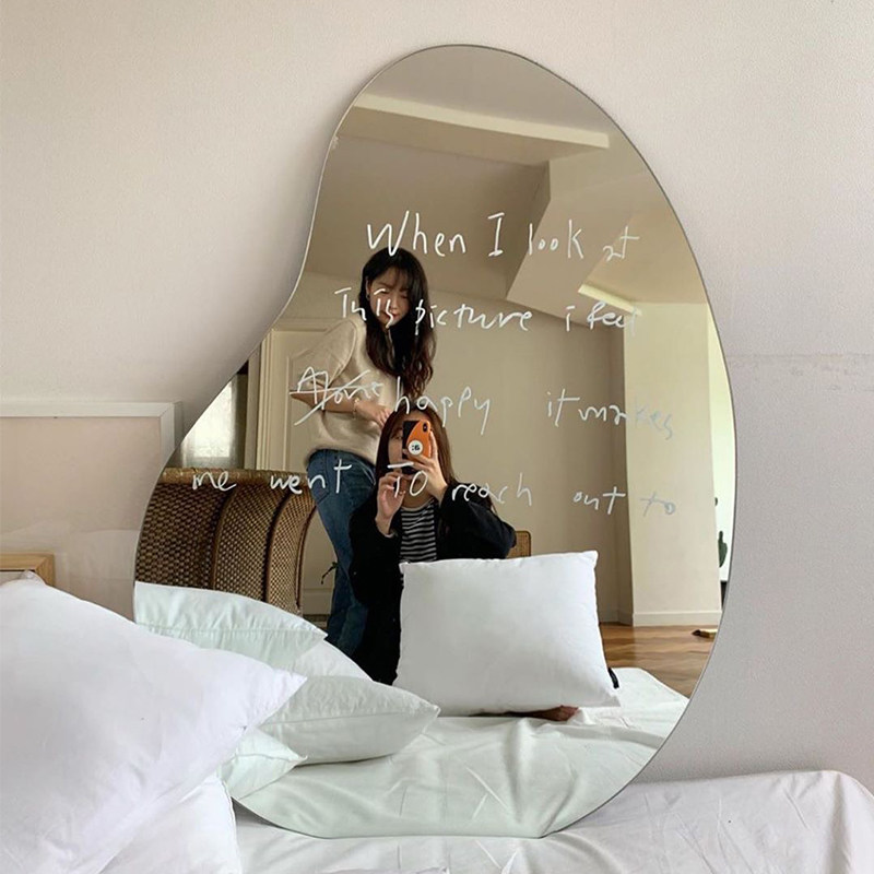 Full-length mirror ins Korean net red dressing floor mirror coffee shop decoration wall hanging clothing store fitting room special-shaped mirror