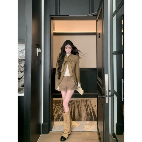 Barb Chill羊毛西装外套毛呢短外套夹棉女冬季老钱风套装新年穿搭