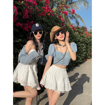 Aunt Barbie Aunt A Half Body Skirt Woman Summer 2022 New High Waist Draped Lace Dress Design Sensation Cake Short Skirt