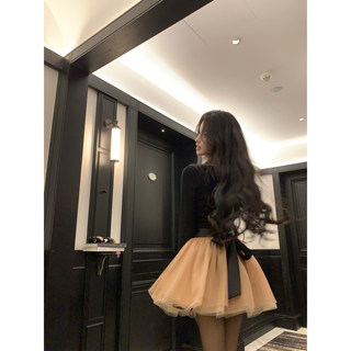 Barbchill Princess Dress Knitted Dress Women's Autumn and Winter Waist-Cinching Skirt Birthday Party Mini Dress Tutu Skirt