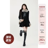 Шерстяное платье, костюм с бантиком, мини-юбка, 2023, увеличенная толщина